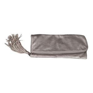 Hobo Int'l Raine Aged Silver Large Leather Clutch w/tassel Outer Zip Compartment